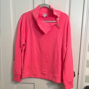 NWT J. Crew Factory Vibrant Pink Button-Up Pullover Sweatshirt Size L